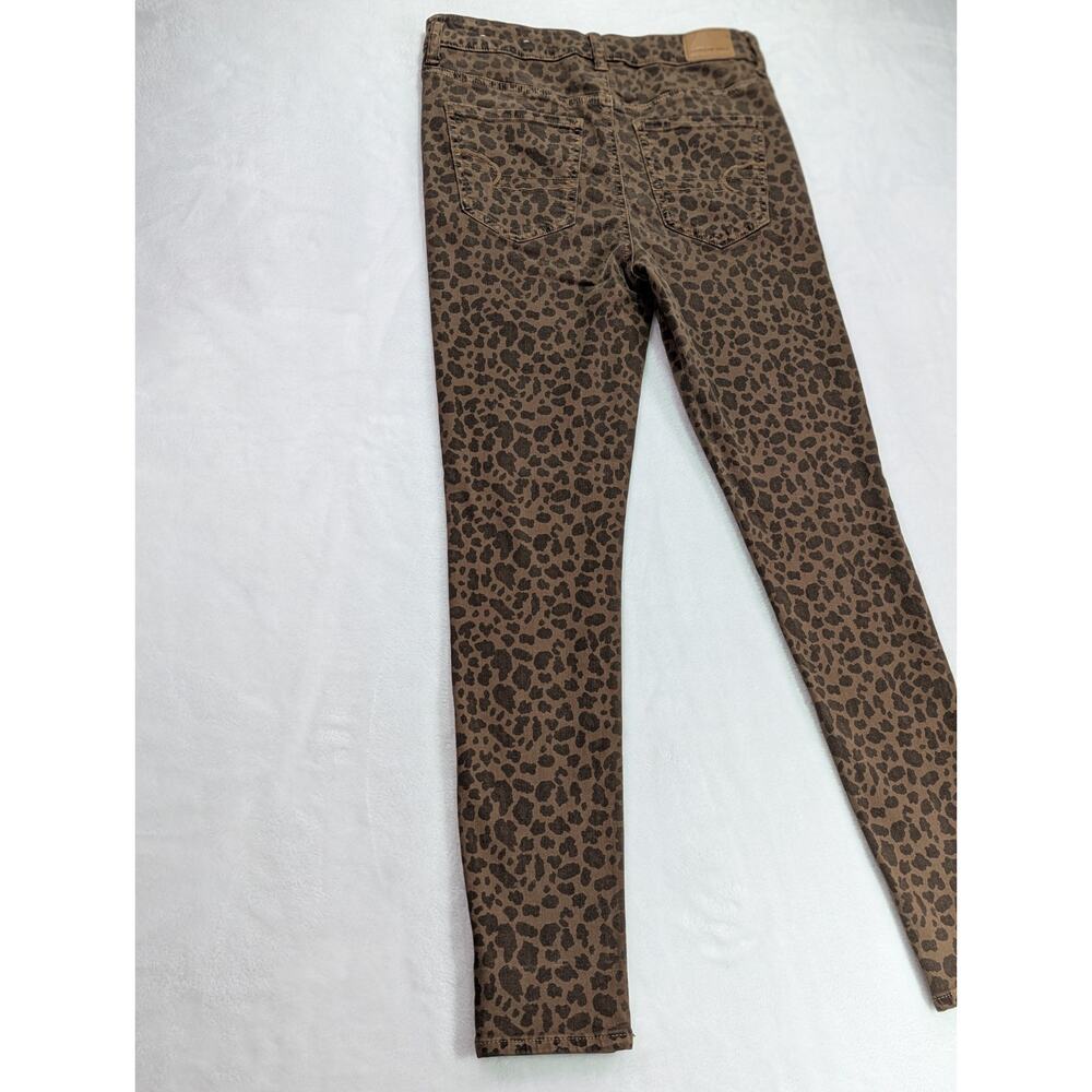 American Eagle Womens Sz 8 Brown Leopard Super High Rise Jegging Stretch Pants - Picture 12 of 15